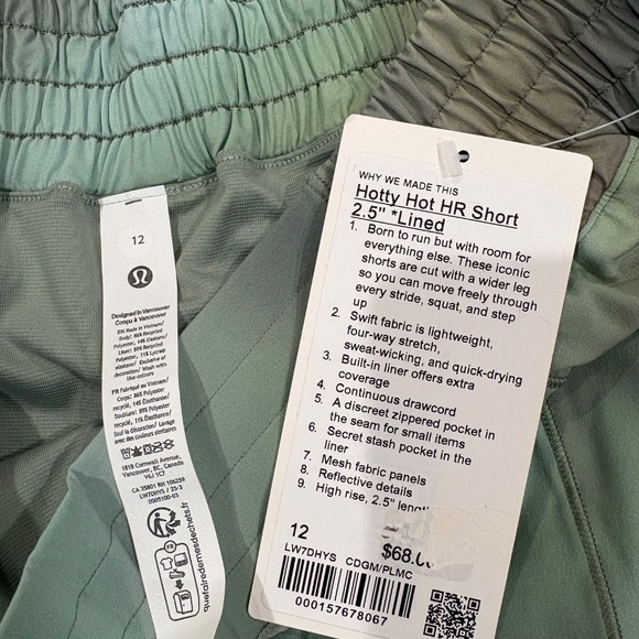 Lululemon Hotty Hot High-Rise Lined Short 2.5" Chroma Drift Green Multi / Palm C - Picture 8 of 10